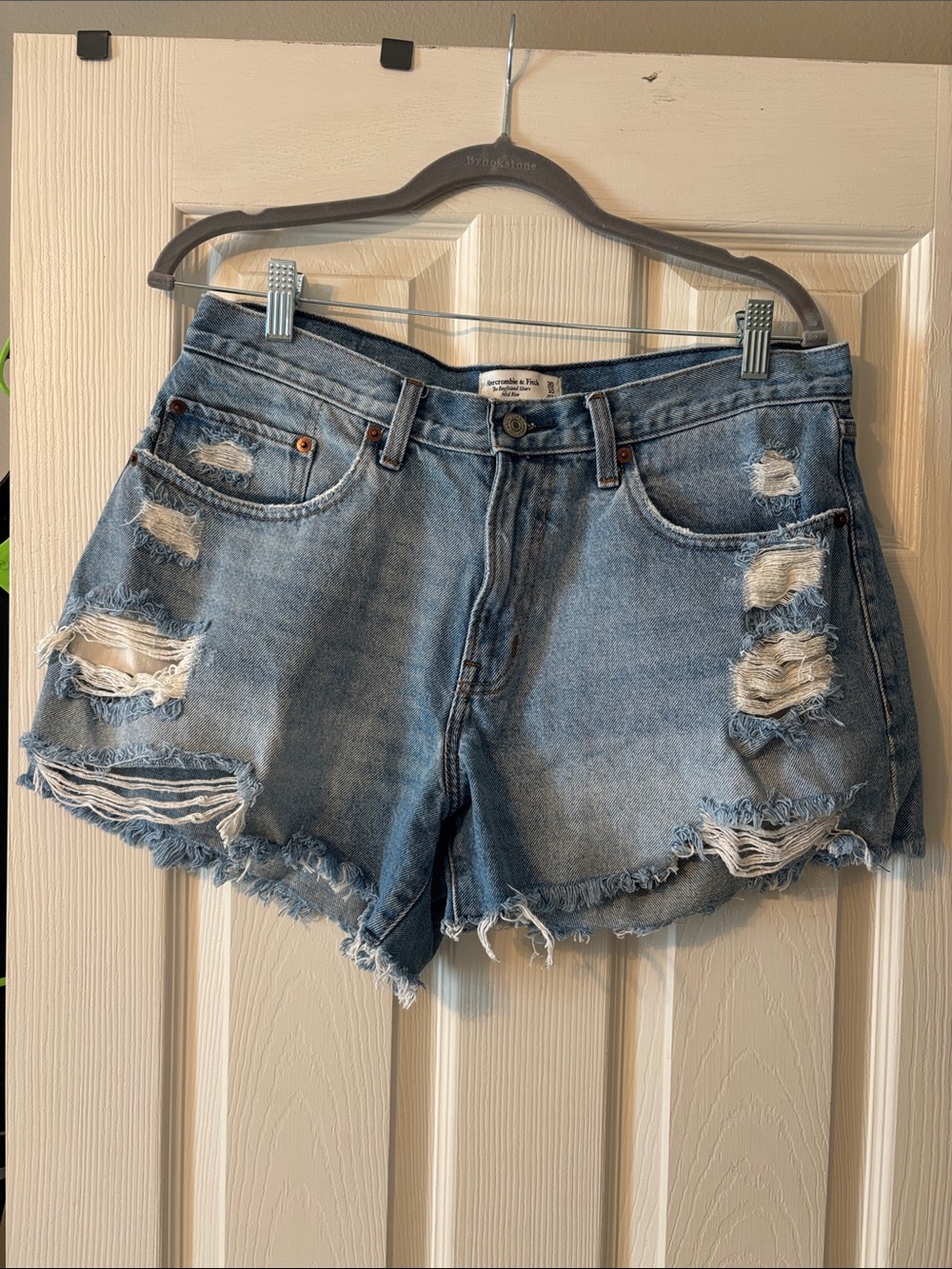 Abercrombie & Fitch curve Love Light Blue Distressed Denim Shorts